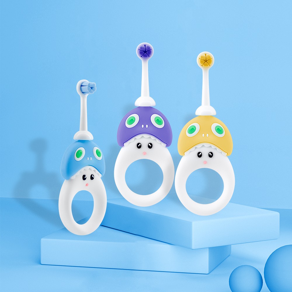 Shark Doll Cartoon Ring Shape Toothbrush for Babies 1-3 Years 10000 Soft Bristles Safety Kids Toothbrush