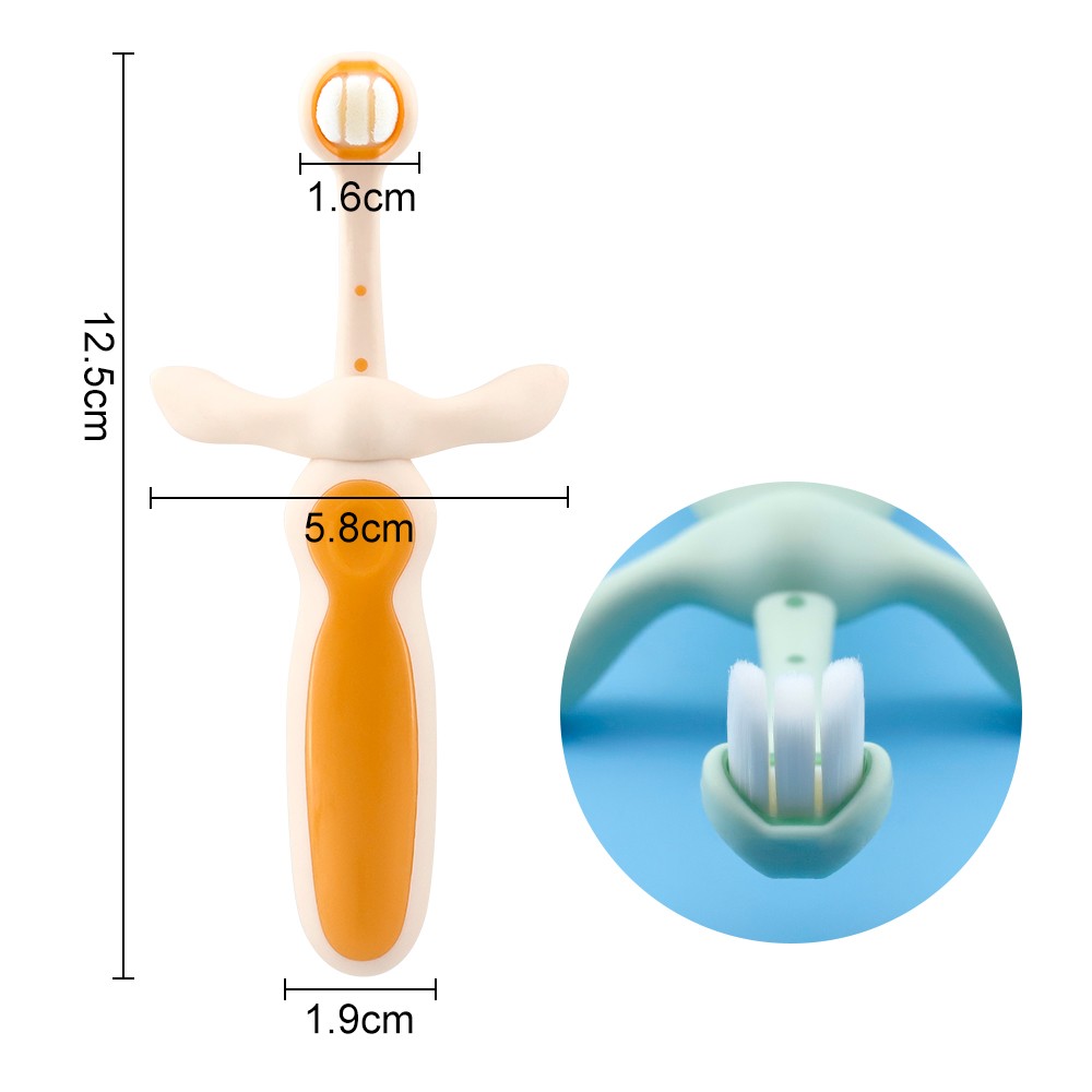OEM/ODM Customize Three Sided Baby Tooth Brush 360° Clean Toddler Oral Care Toothbrush