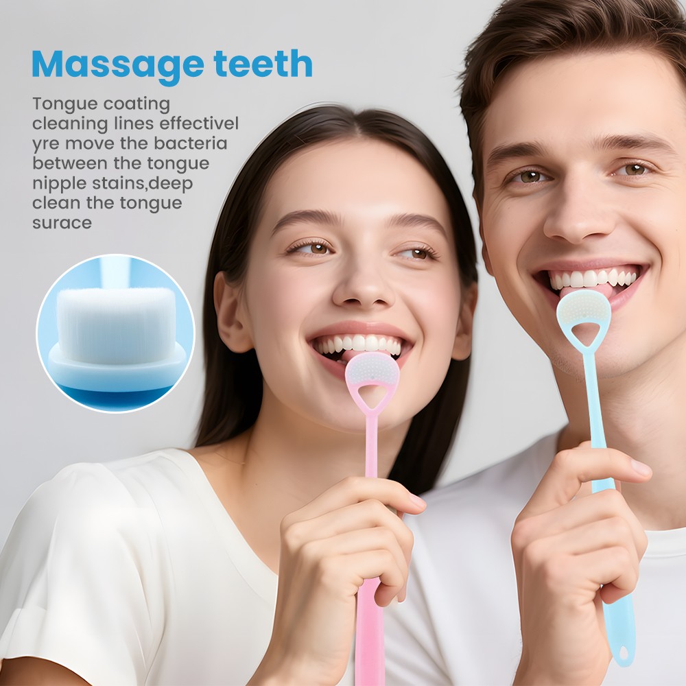 Professional Nano Bristle Tongue Cleaner Soft Bristles Tongue Brush Help Fight Bad Breath Tongue Scraper