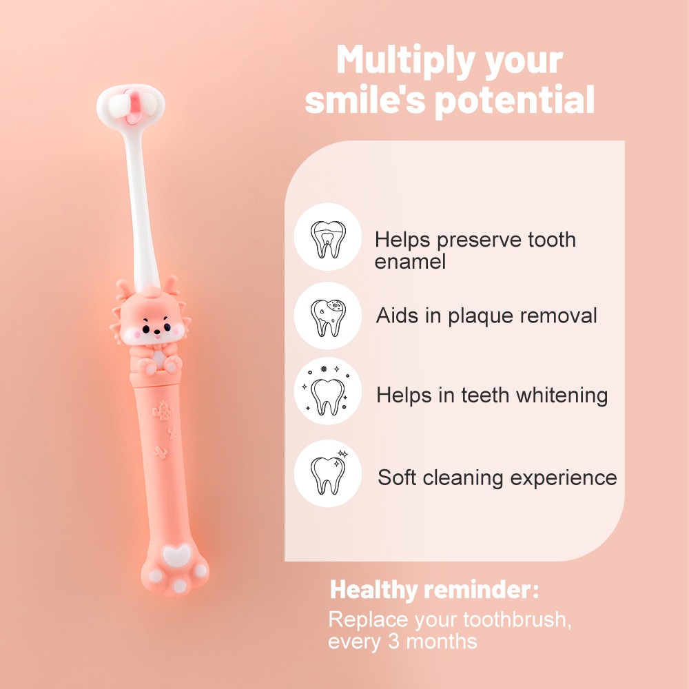 Hot Sale 10000 Bristle 3-6-12 Years Three Side Children Toothbrush