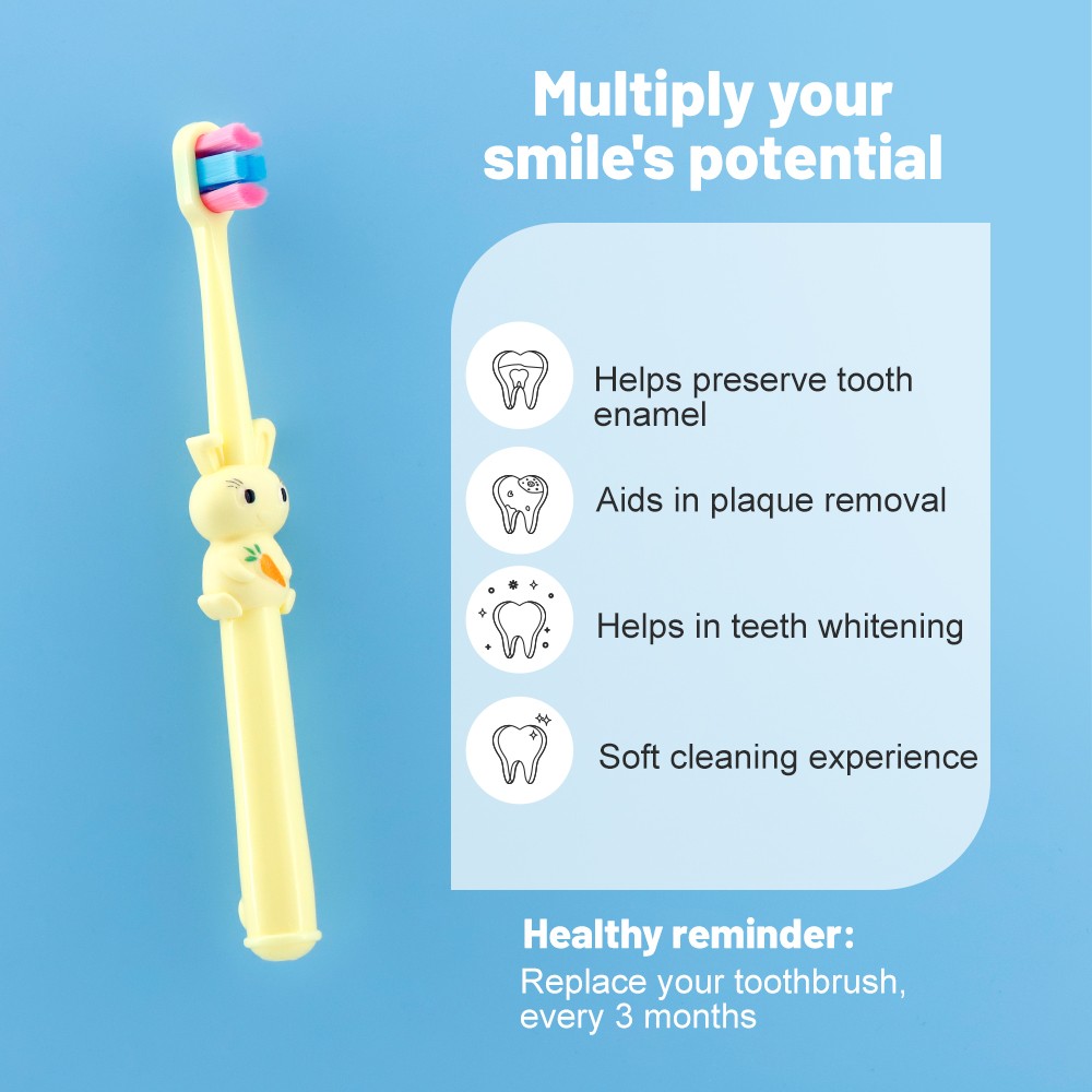 Wholesale 0-6 Age Cartoon Rabbit Baby Soft-Bristled Toothbrush Child Tooth Brush with Tongue Scraper