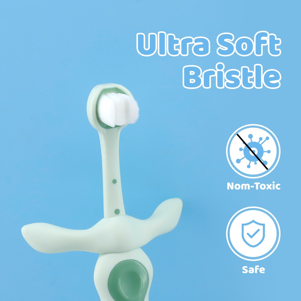 OEM/ODM Customize Three Sided Baby Tooth Brush 360° Clean Toddler Oral Care Toothbrush