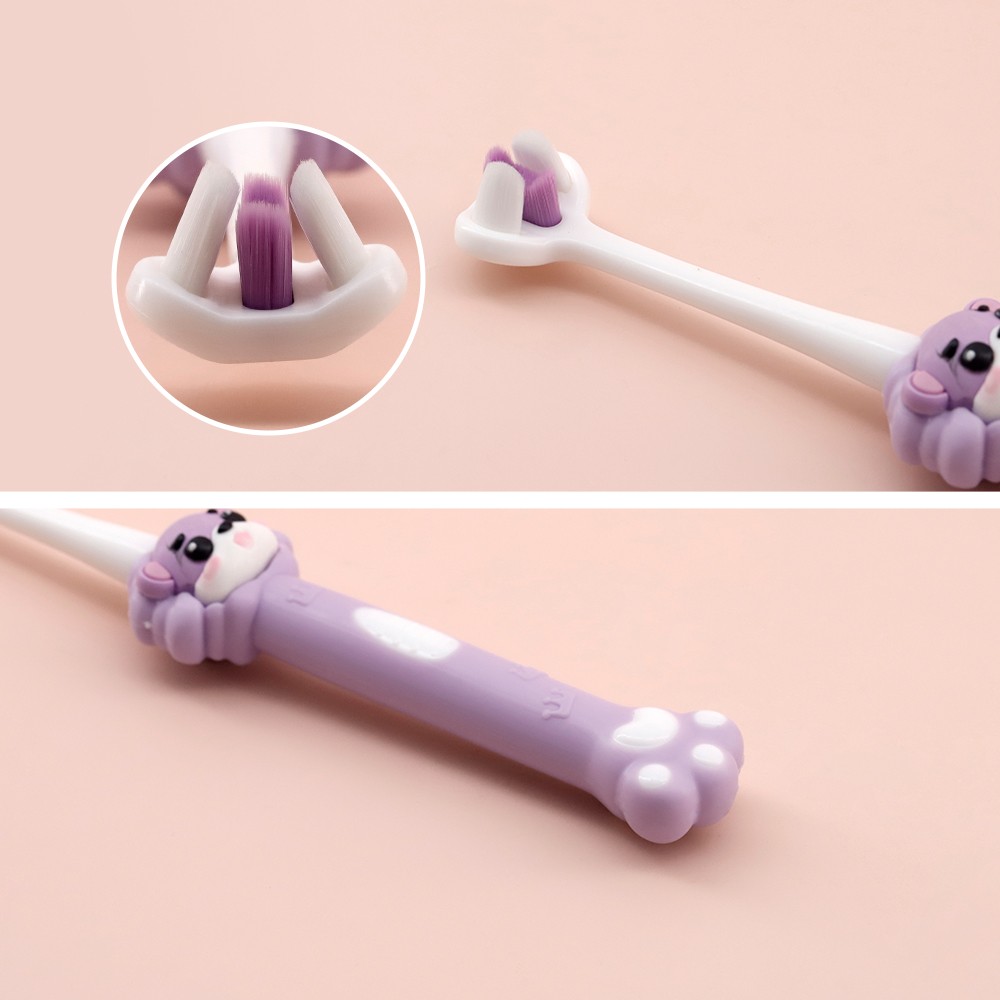 Hot Sale New Design Popular 10000 Bristle 3-6-12 Years Three Sides Soft Bristles Kids Toothbrush Three Head Toothbrush