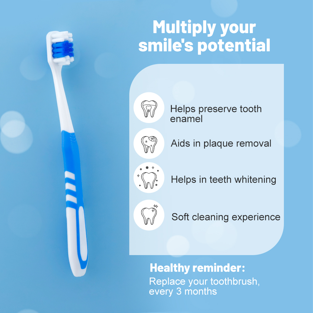 High-Efficiency Adult Toothbrush for Home Use With Soft PBT Bristles Nylon