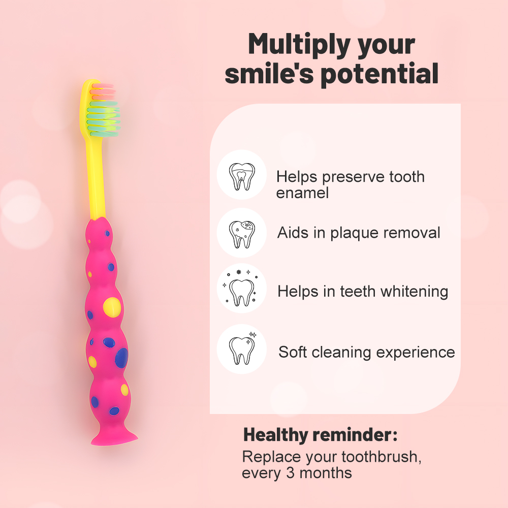 Cucurbit Shape Custom Plastic Baby/ Kids/ Children Toothbrush with Suction Cup