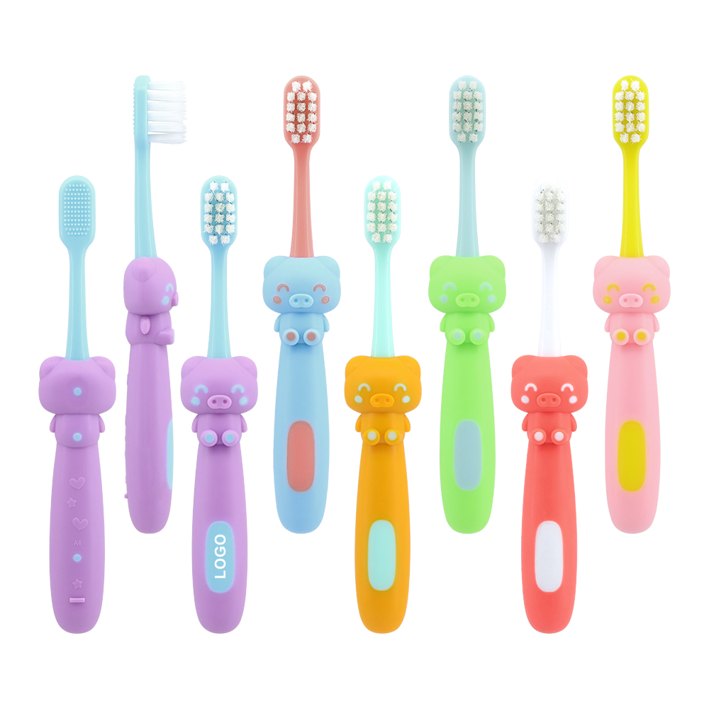 3D Cute Cartoon Little Piggy Design Children's Toothbrush for Home/ Hotel Using