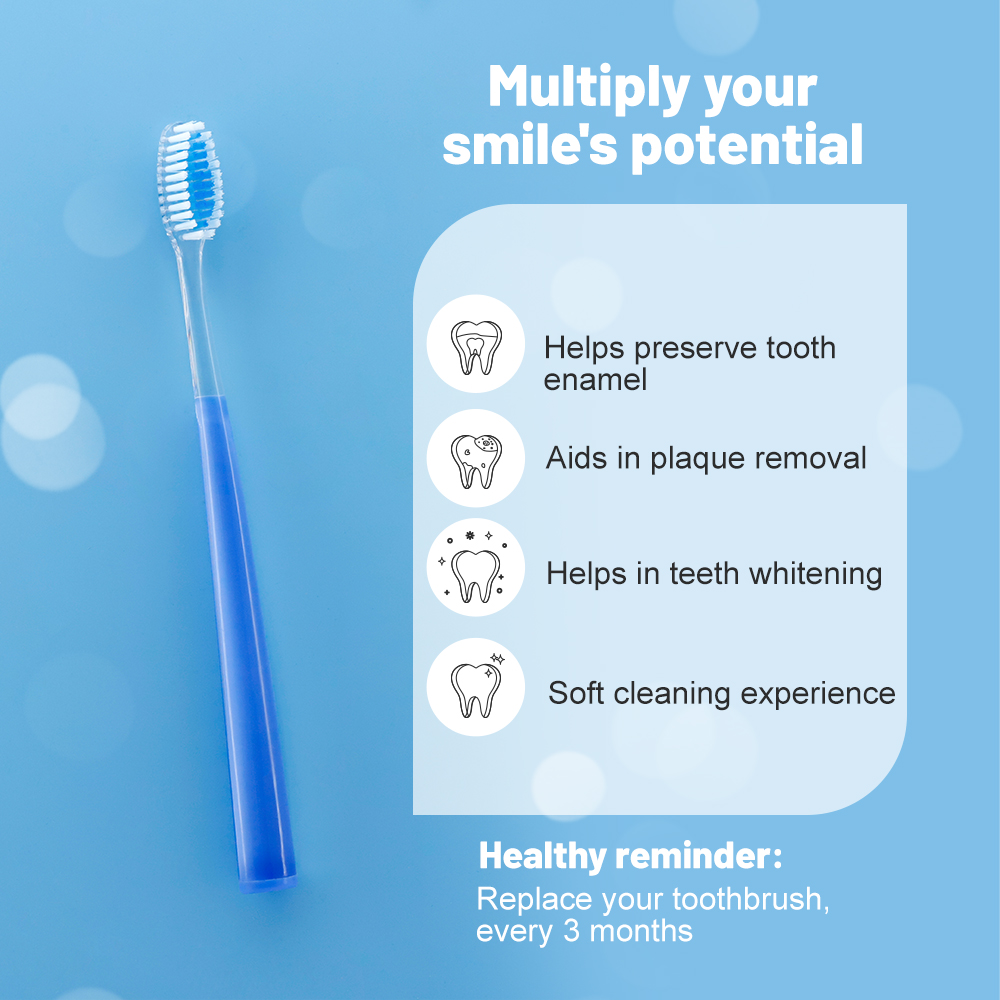 High Quality Spiral Bristles Transparent Adult Plastic Toothbrush