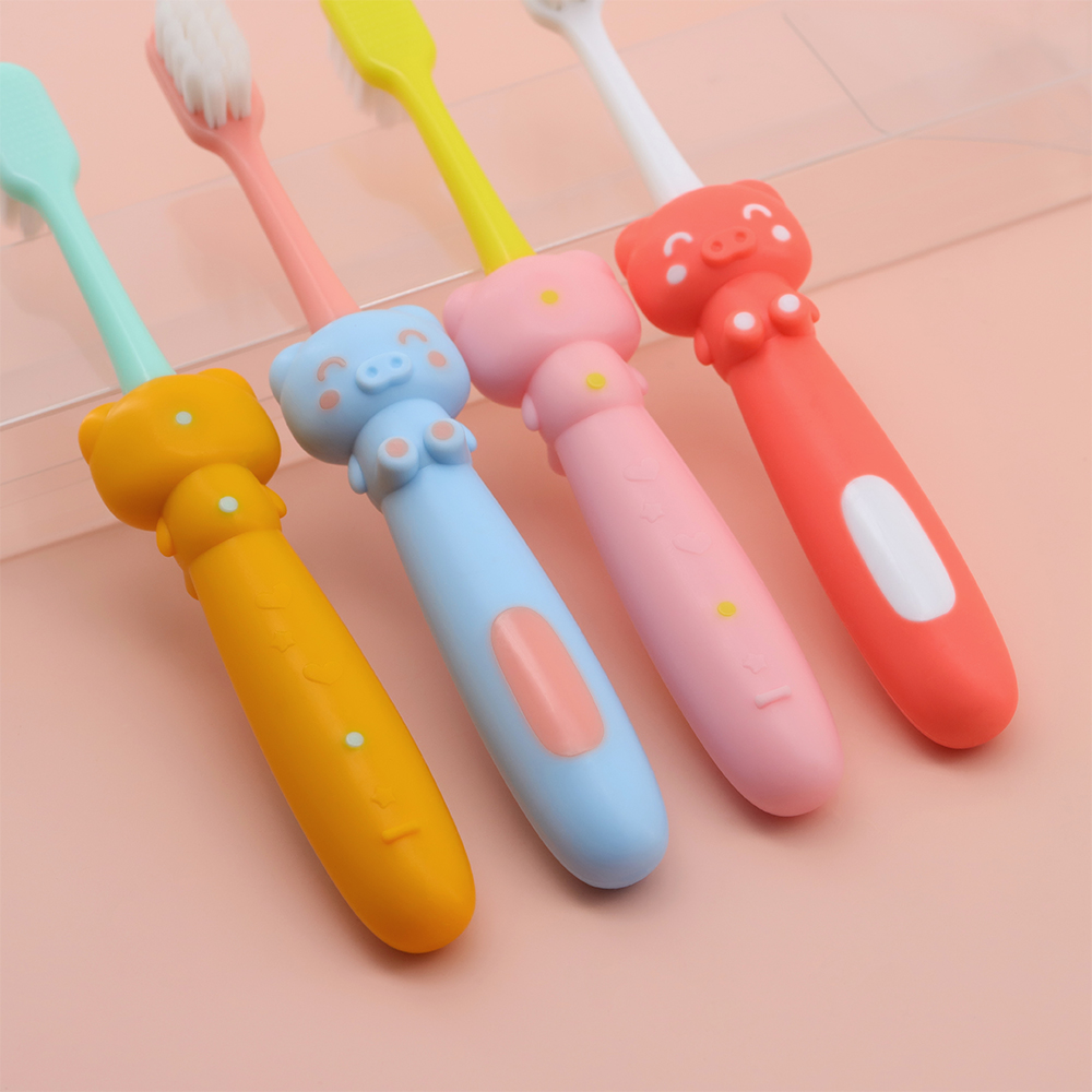 3D Cute Cartoon Little Piggy Design Children's Toothbrush for Home/ Hotel Using
