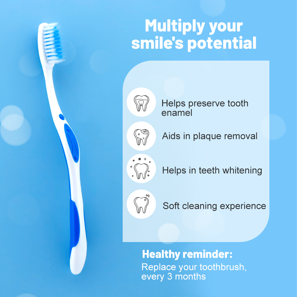 Customized Logo Manual Toothbrush for Adults Ultra Soft Nylon Bristles Tooth Brush