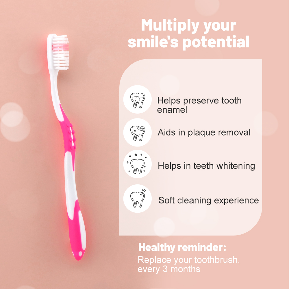 Custom Blister Plastic Manual Toothbrush with Soft Nylon Bristles for Home Use