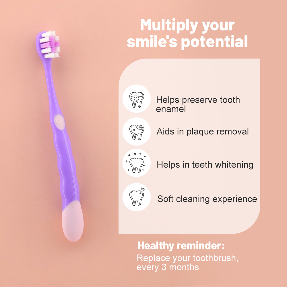 Children's Eco-friendly Toothbrush with Colorful Soft Bristles PP+TPR Disposable Plastic Handle for Kids
