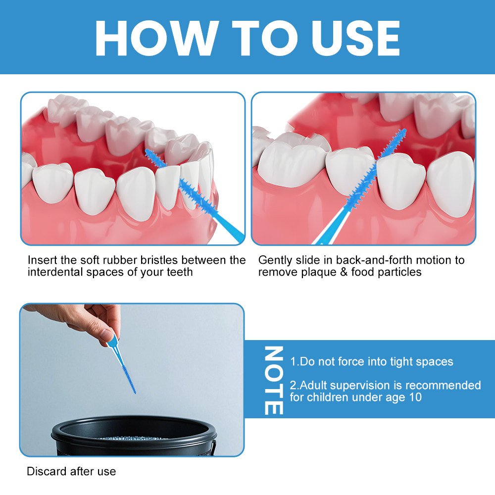 Dental Care Products Rubber Interdental Brush Soft and Anti slip Design Silicone Toothpick and Interdental Brush