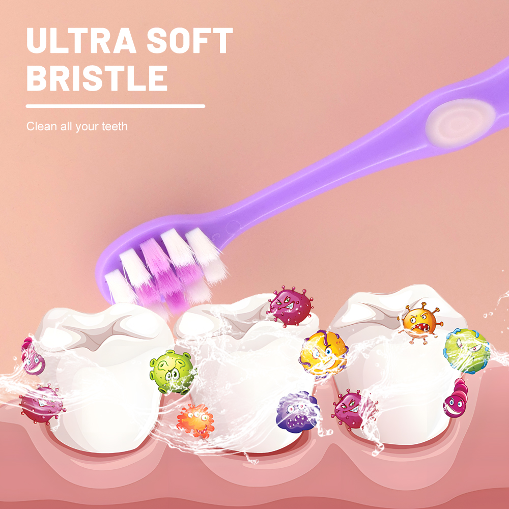 Children's Eco-friendly Toothbrush with Colorful Soft Bristles PP+TPR Disposable Plastic Handle for Kids