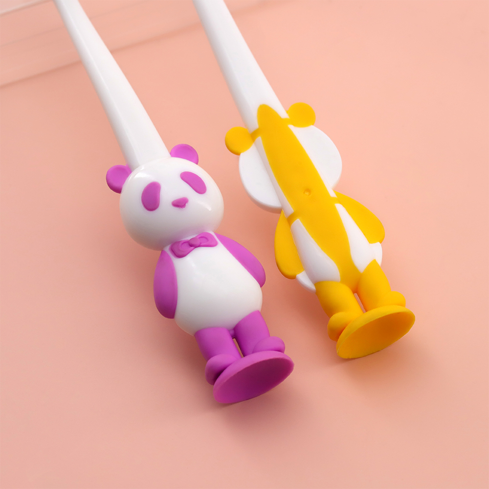 Panda Children's Toothbrush Cartoon Design Home Travel-Friendly Plastic Handle Nylon Manual Toothbrush