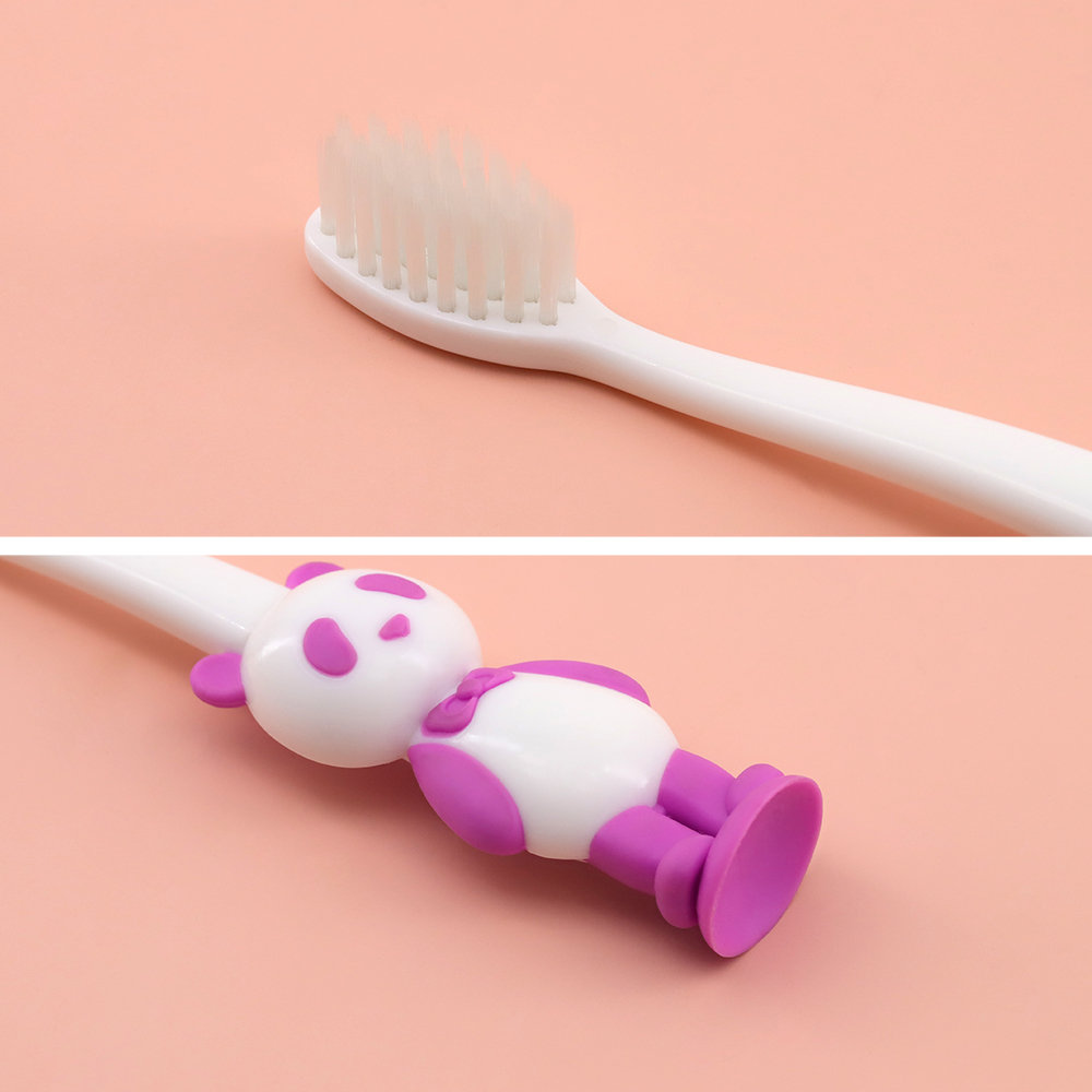 Panda Children's Toothbrush Cartoon Design Home Travel-Friendly Plastic Handle Nylon Manual Toothbrush