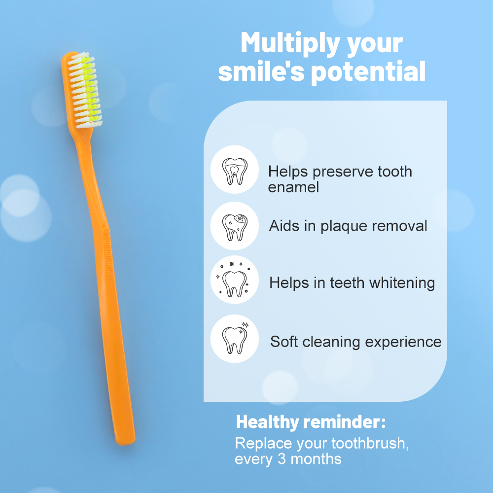 Tooth Brush Manufacturer Disposable Adult Nylon Bristle Toothbrush with Soft Plastic Handle