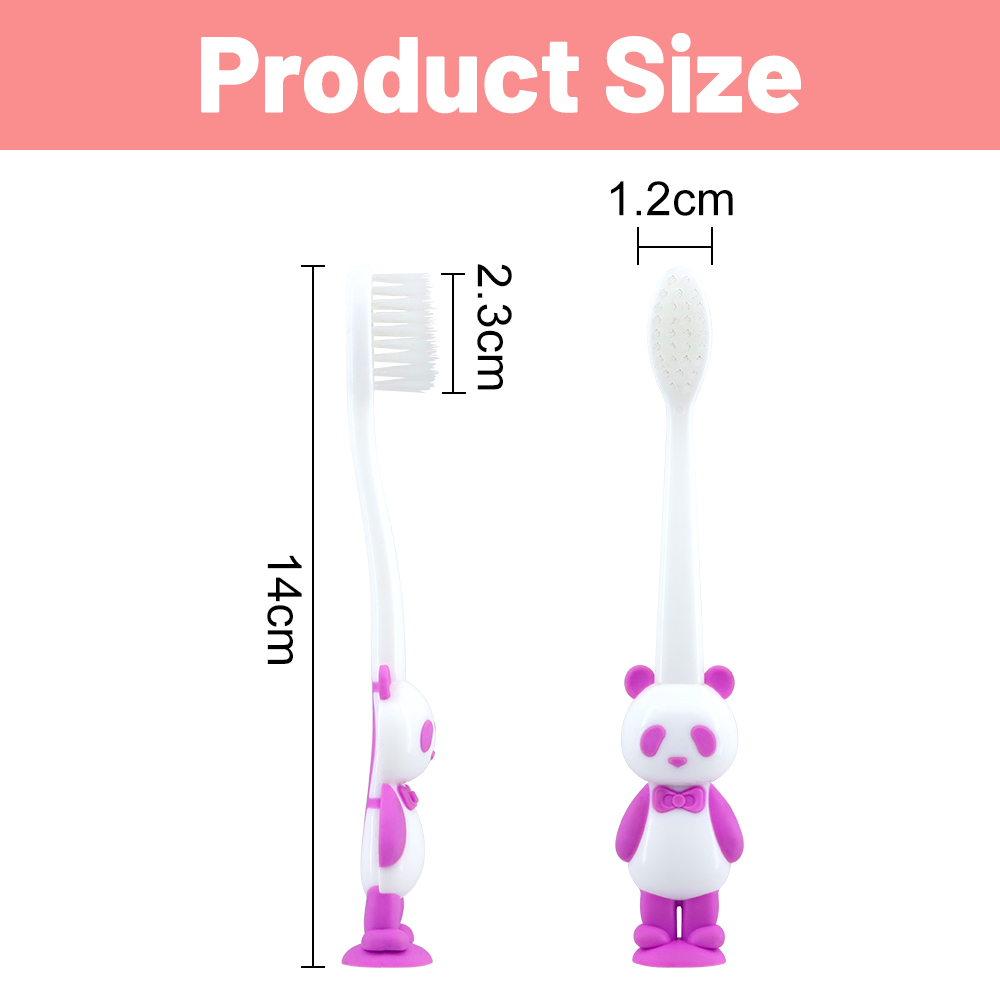 Panda Children's Toothbrush Cartoon Design Home Travel-Friendly Plastic Handle Nylon Manual Toothbrush