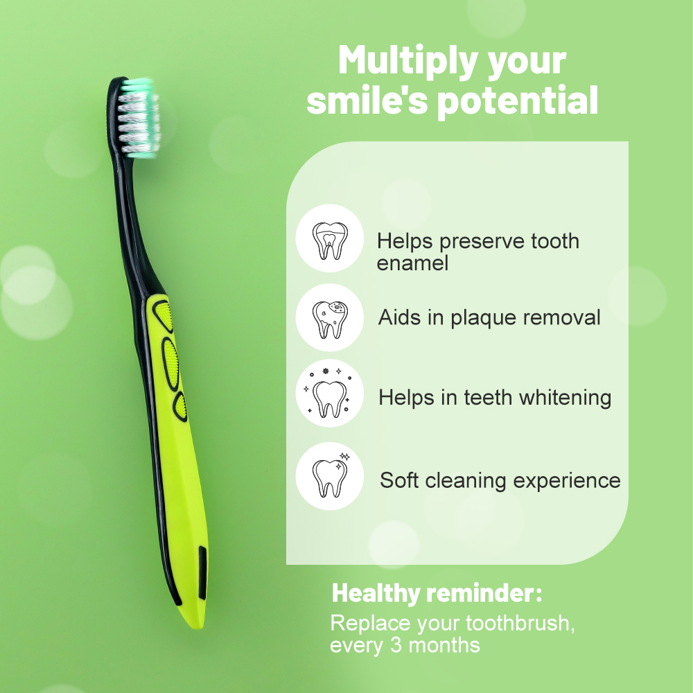Classic Charcoal Bristles Adult Toothbrush PP Handle Hotel Use OEM Manual Toothbrush
