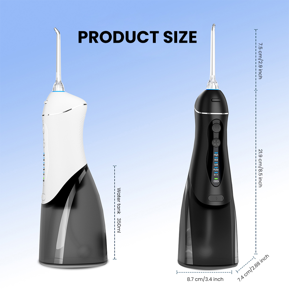 350ml IPX7 Portable Cordless for Oral Irrigator UV Light Water Flosser for Home Outdoor Travel Gum Cleaner English Operating Pla