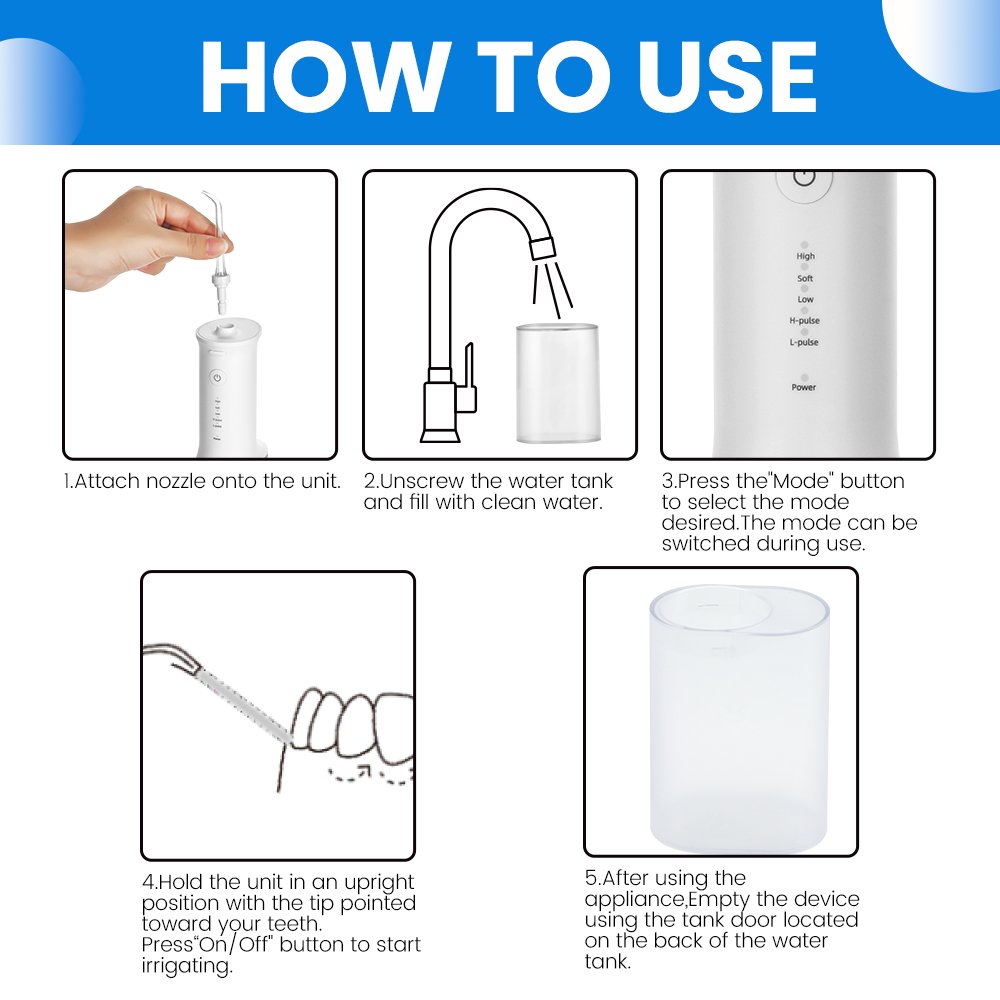 Rechargeable Water Flosser with 3 Modes | Private Label Oral Irrigator Factory