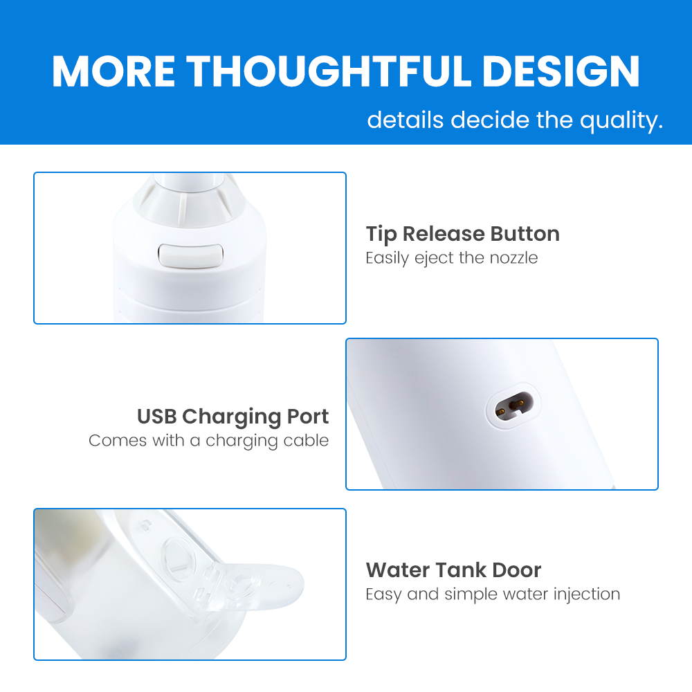 New Product Cordless IPX7 360 Rated Nozzle Teeth Cleaning Pick Jet Electric Dental Irrigator Oral Portable Water Flosser