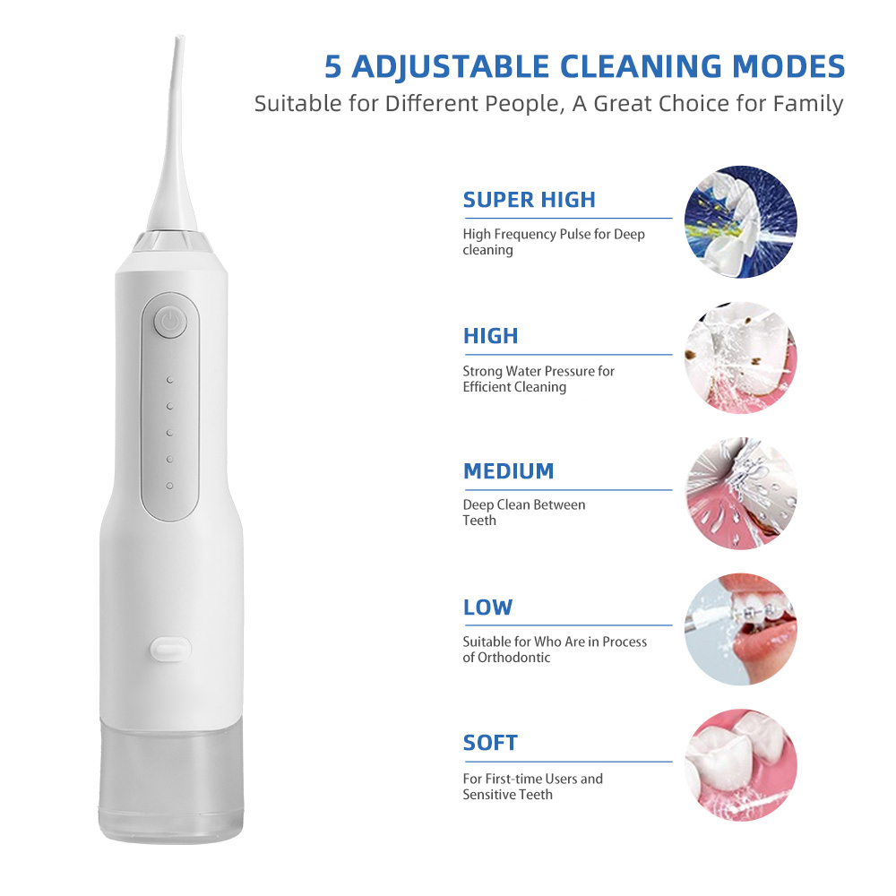 New Product Cordless IPX7 360 Rated Nozzle Teeth Cleaning Pick Jet Electric Dental Irrigator Oral Portable Water Flosser