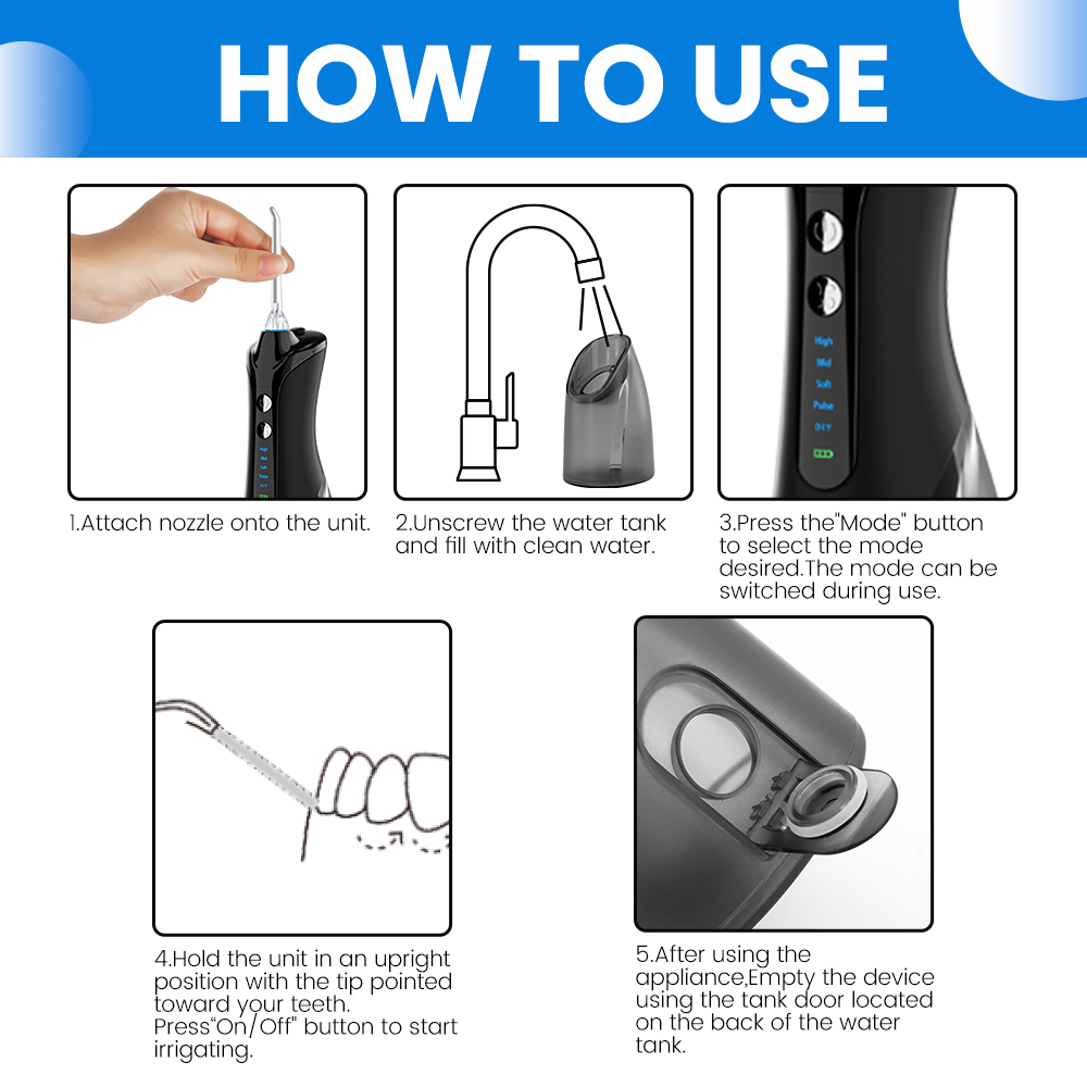 Oral Care Irrigator Professional Dental Waterproof Water Spray Dental Flosser Cleaning Device Water Flosser