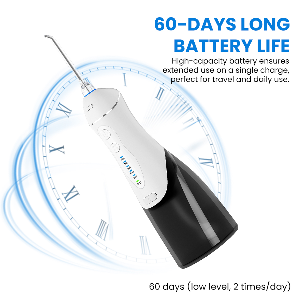 350ml IPX7 Portable Cordless for Oral Irrigator UV Light Water Flosser for Home Outdoor Travel Gum Cleaner English Operating Pla