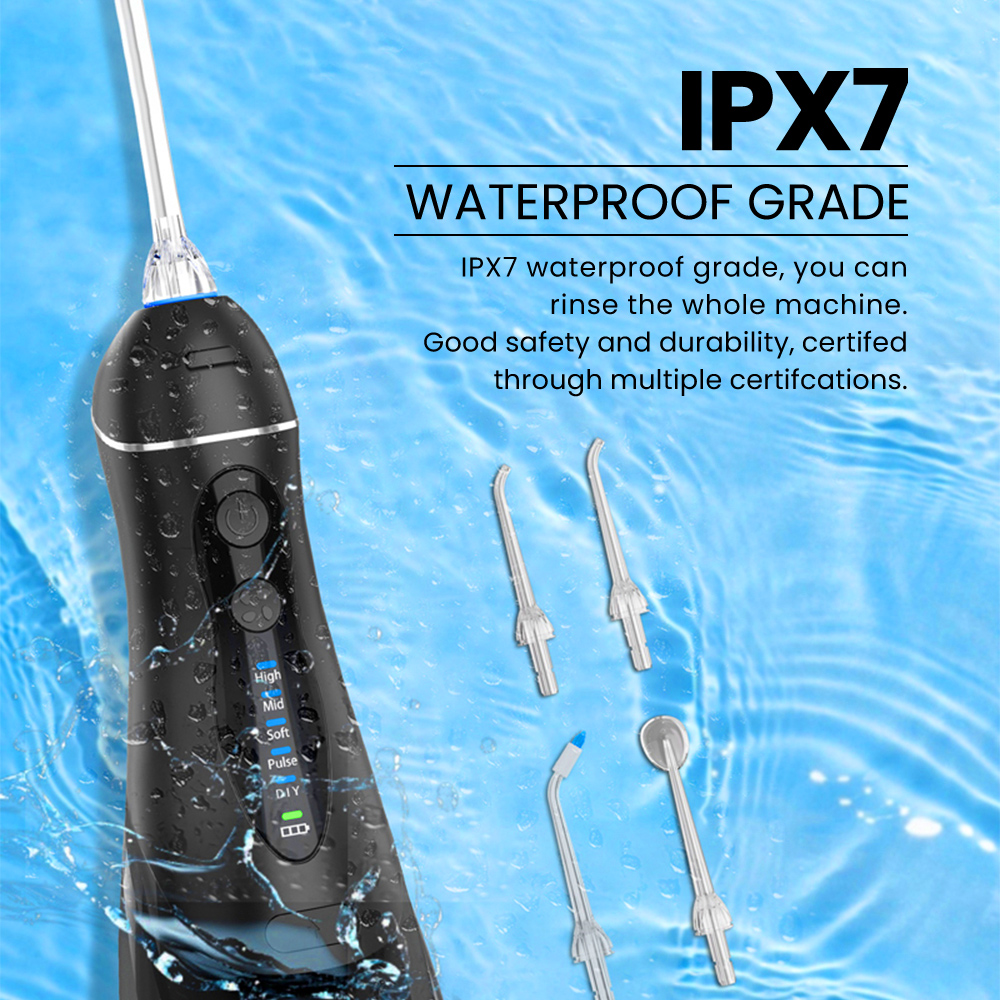 350ml IPX7 Portable Cordless for Oral Irrigator UV Light Water Flosser for Home Outdoor Travel Gum Cleaner English Operating Pla