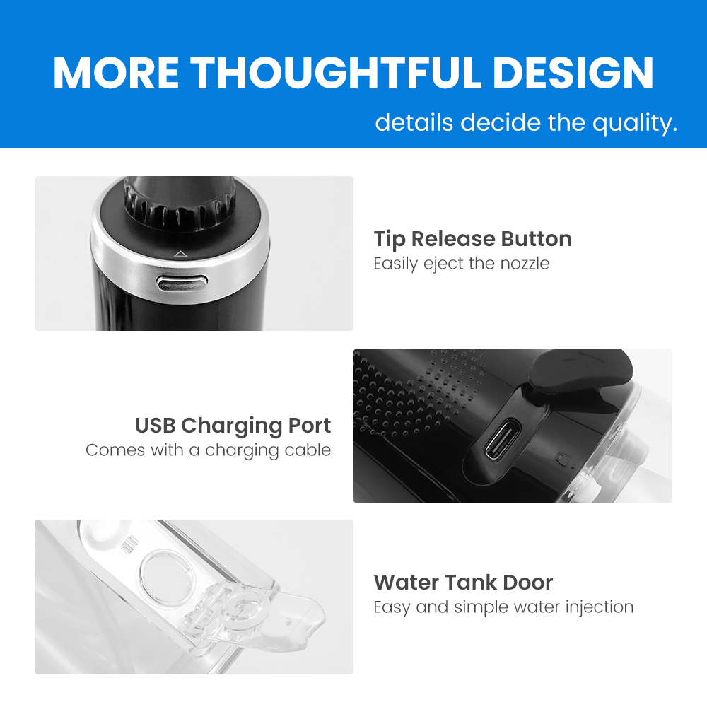Portable USB Rechargeable Water Flosser IPX7 Waterproof for Oral Irrigator for Home Travel 5 Modes for Gum Care