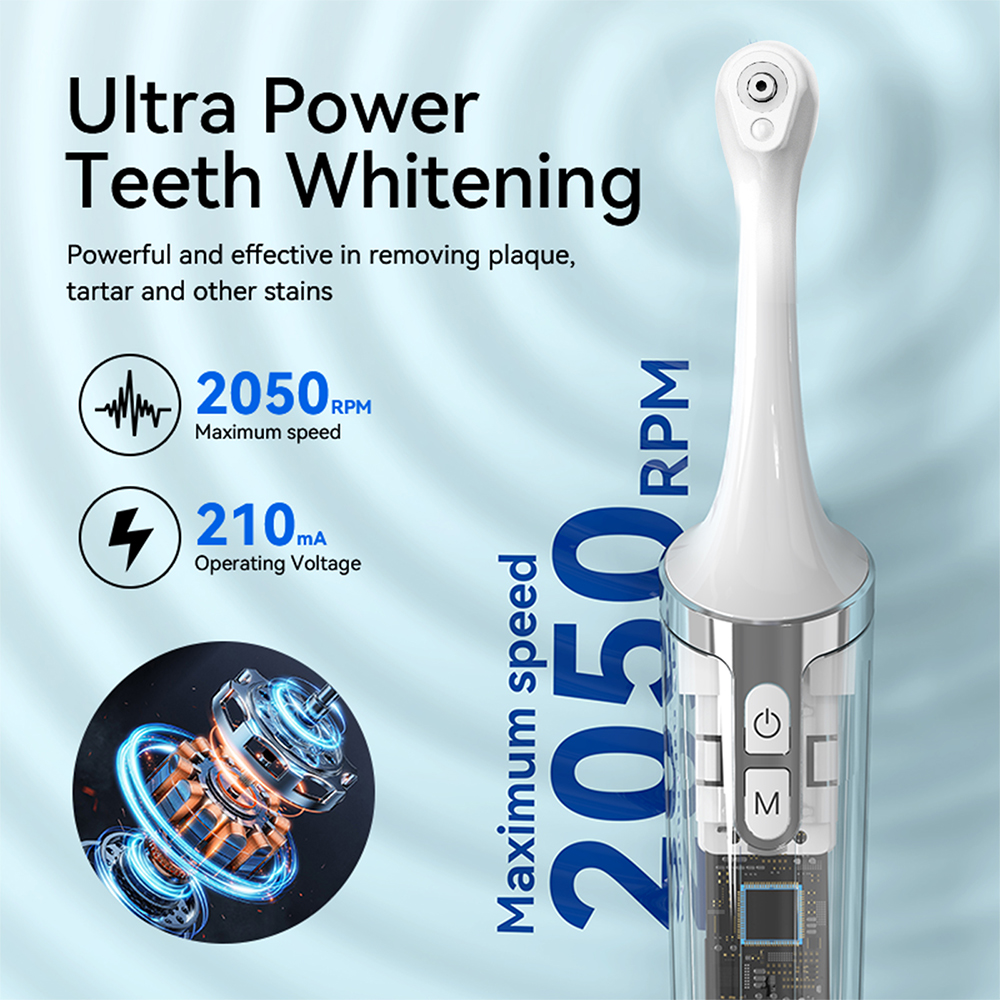 Home Use Sonic Rechargeable Electric Tooth Polisher 7 Brush Heads Waterproof IPX7 Medium Whitening Polishing