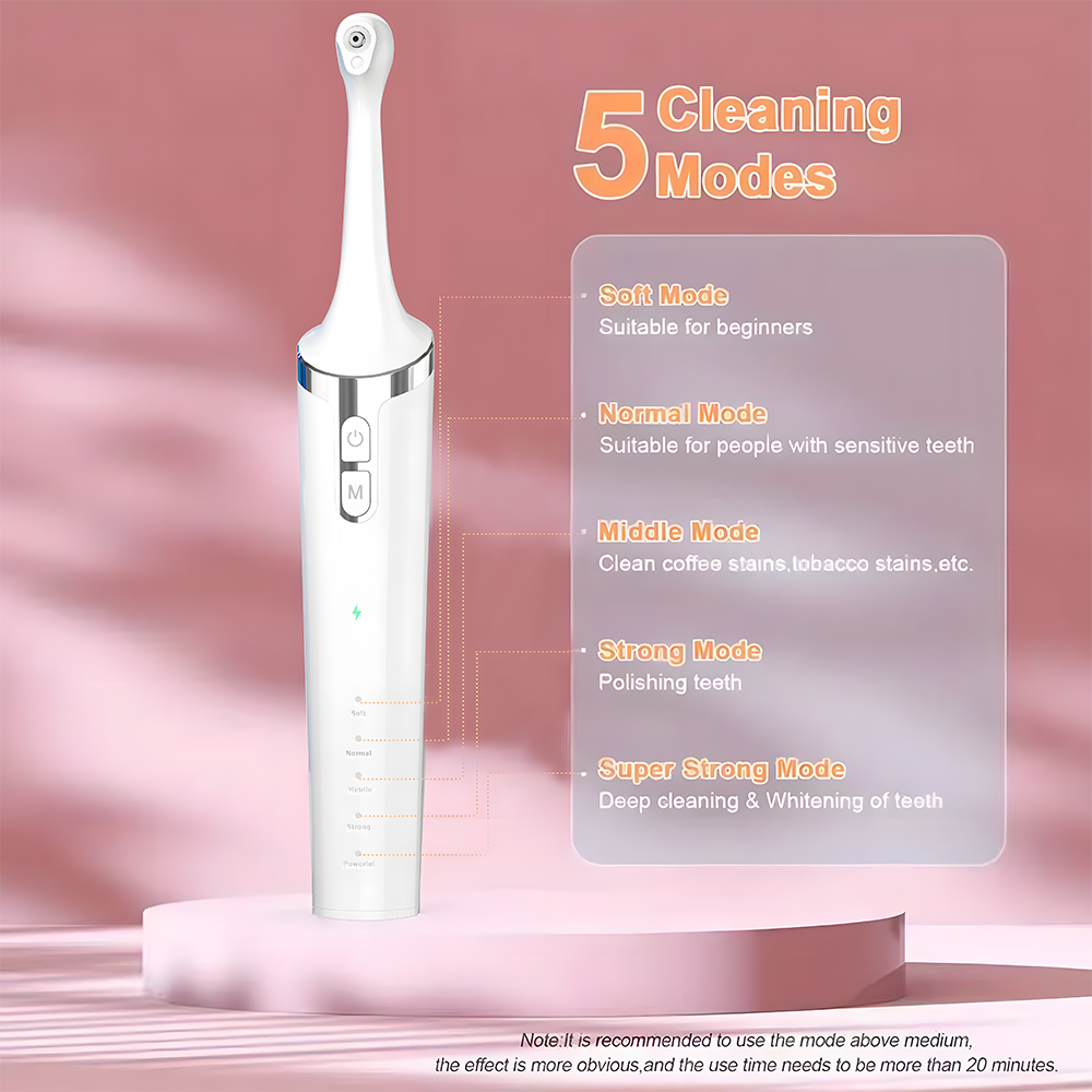 Home Use Sonic Rechargeable Electric Tooth Polisher 7 Brush Heads Waterproof IPX7 Medium Whitening Polishing