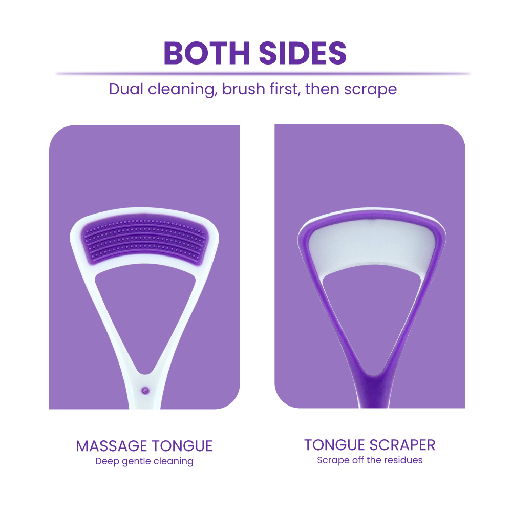 Dual-Sided Tongue Scraper & Brush for Adults OEM Oral Care Manufacturer