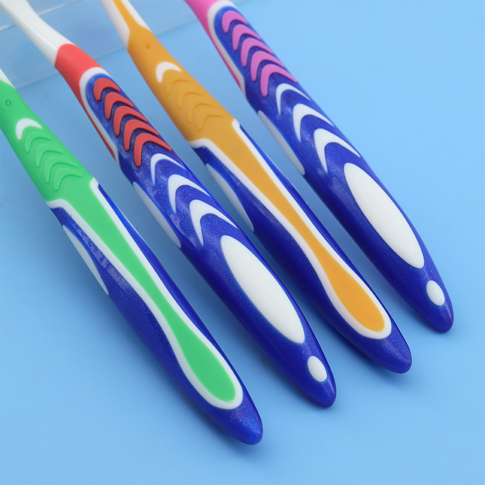 OEM / ODM Adult Manual Toothbrush with Multi-Color Bristles & Ergonomic Anti-Slip Handle