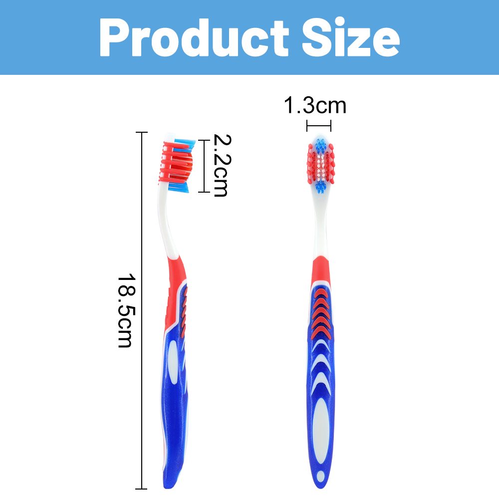 OEM / ODM Adult Manual Toothbrush with Multi-Color Bristles & Ergonomic Anti-Slip Handle