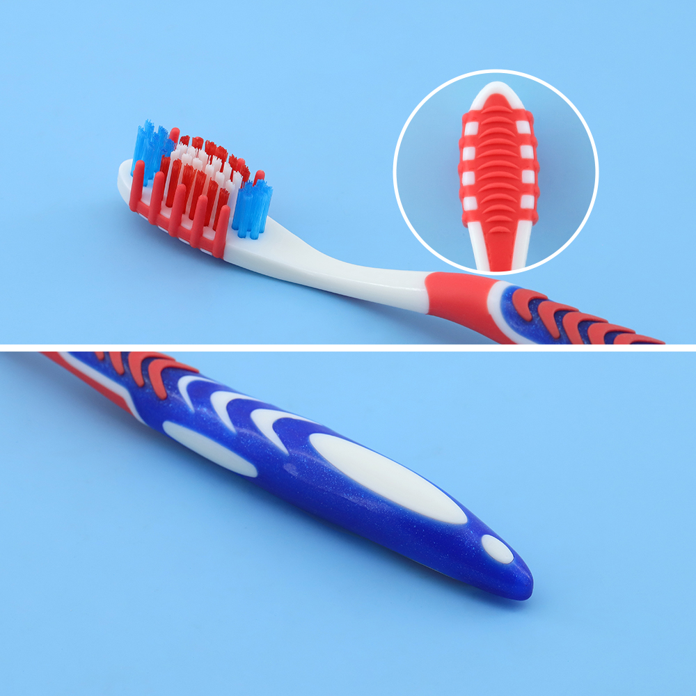OEM / ODM Adult Manual Toothbrush with Multi-Color Bristles & Ergonomic Anti-Slip Handle