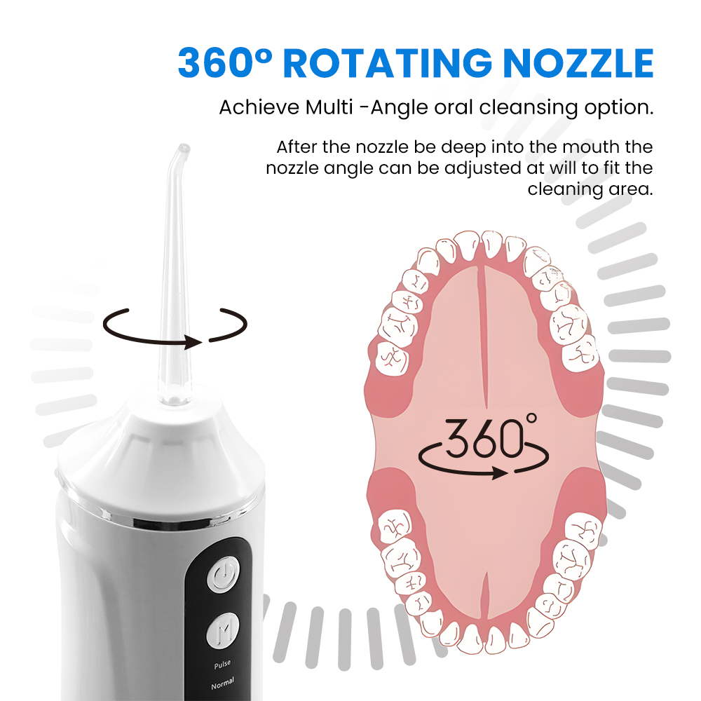 Professional Portable Water Flosser 380ml High Capacity Oral Irrigator with 4 Cleaning Modes
