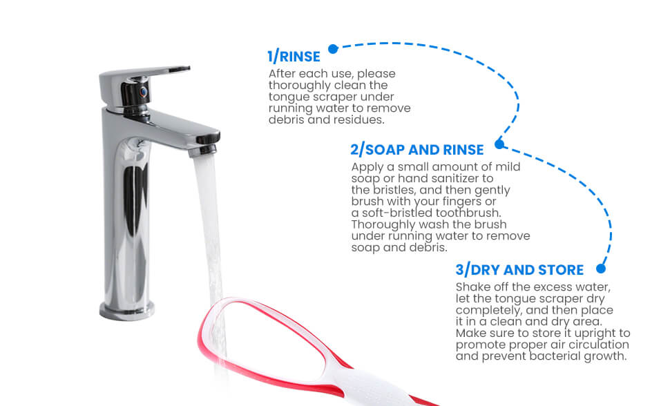 Tongue scraper cleaning steps rinse soap dry store.jpg Tongue scraper cleaning steps rinse soap dry store.jpg
